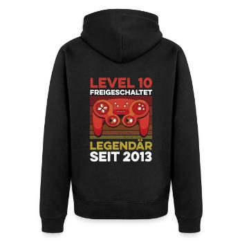 Niveau 10 ans 10e anniversaire année 2013 Gamer - Veste à capuche bio Premium Unisexe - noir - Dos - Nico (187cm)