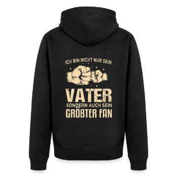 Cooler Vater und Sohn Spruch - Unisex Premium Bio Zip Hoodie - Schwarz - Hinten - Nico (187cm)
