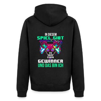 Funny Gaming Gamer Saying Design - Unisex Premium Organic Zip Hoodie - black - Back - Nico (187cm)