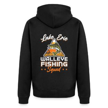 Lake Erie Walleye Fishing Squad - Unisex Premium Bio Zip Hoodie - Schwarz - Hinten - Nico (187cm)
