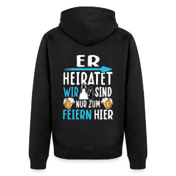 Junggesellenabschied T-Shirt Poltern Männer JGA - Unisex Premium Bio Zip Hoodie - Schwarz - Hinten - Nico (187cm)