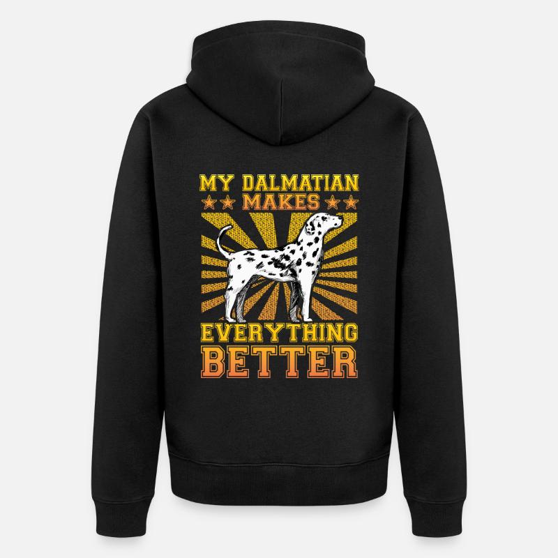 My Dalmatian makes everything better - Unisex Premium Bio Zip Hoodie - Schwarz