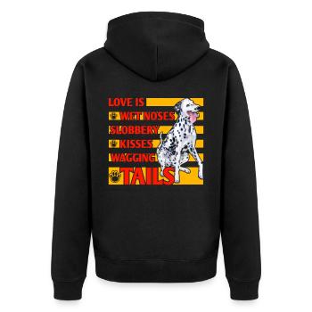 Love is wet noses slobbery kisses wagging tails - Unisex Premium Organic Zip Hoodie - black - Back - Nico (187cm)