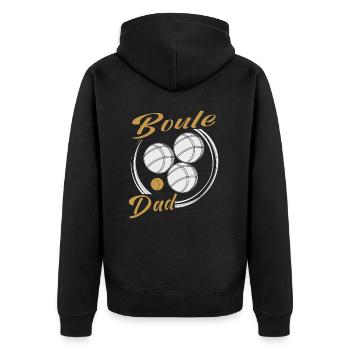 Boule Boccia Ball Sports Petanque Game Papa Father - Unisex Premium Organic Zip Hoodie - black - Back - Nico (187cm)
