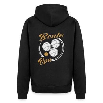 Boule Boccia Kugelsport Petanque Spiel Rentner Opa - Unisex Premium Bio Zip Hoodie - Schwarz - Hinten - Nico (187cm)