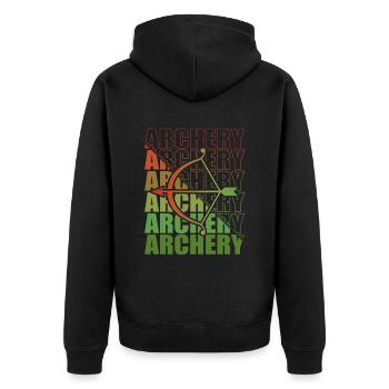 Bogensport Bogenschütze Bogenschießen Pfeil Bogen - Unisex Premium Bio Zip Hoodie - Schwarz - Hinten - Nico (187cm)