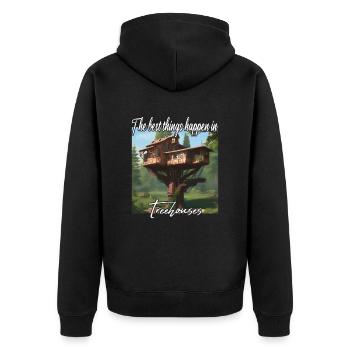 Cabane dans les arbres - Les meilleures choses arrivent - Veste à capuche bio Premium Unisexe - noir - Dos - Nico (187cm)