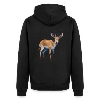 Saiga-Antilope - Unisex Premium Bio Zip Hoodie - Schwarz - Hinten - Nico (187cm)