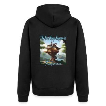 Cabane dans les arbres - Les meilleures choses arrivent - Veste à capuche bio Premium Unisexe - noir - Dos - Nico (187cm)