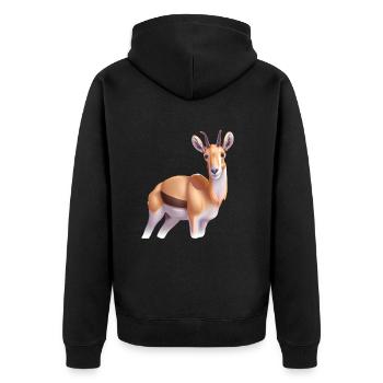 Saiga-Antilope - Unisex Premium Bio Zip Hoodie - Schwarz - Hinten - Nico (187cm)