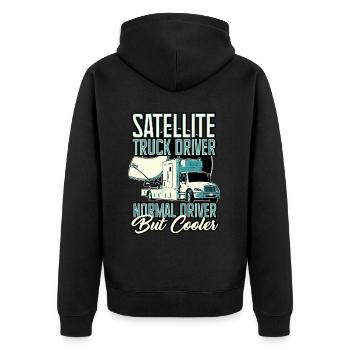 Satellite Truck Driver Normal Driver But Cooler - Unisex Premium Organic Zip Hoodie - black - Back - Nico (187cm)