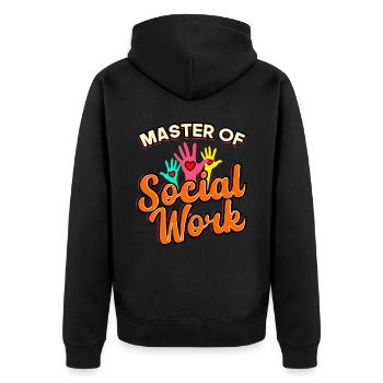 Master of Social Work - Unisex Premium Organic Zip Hoodie - black - Back - Nico (187cm)
