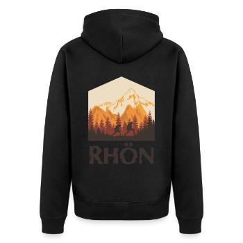 Rhön Wandern und Rhöner Berge - Unisex Premium Bio Zip Hoodie - Schwarz - Hinten - Nico (187cm)