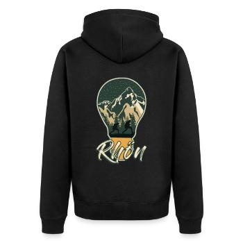 Rhön Wandern Klettern Rhöner Berge - Unisex Premium Bio Zip Hoodie - Schwarz - Hinten - Nico (187cm)
