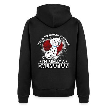 This is my Human Costume I'm really a Dalmatian - Unisex Premium Organic Zip Hoodie - black - Back - Nico (187cm)