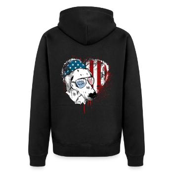 Dalmatiens États-Unis - Veste à capuche bio Premium Unisexe - noir - Dos - Nico (187cm)