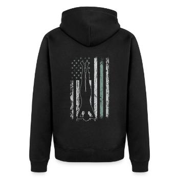 Yoga Retro USA Flagge Fitness 4th of July Yoga - Unisex Premium Bio Zip Hoodie - Schwarz - Hinten - Nico (187cm)