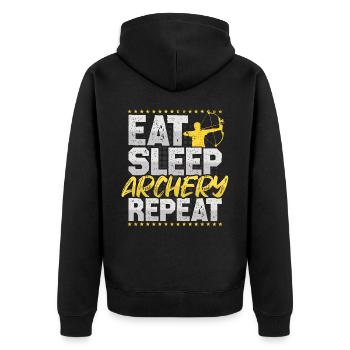 Archery Eat Sleep Repeat Archery - Unisex Premium Organic Zip Hoodie - black - Back - Nico (187cm)