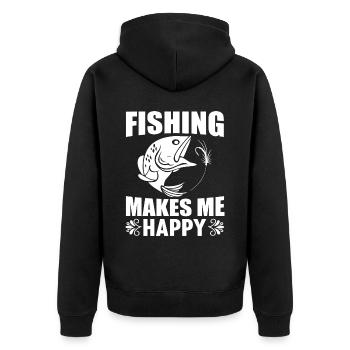 Angeln macht mich glücklich 7 - - Unisex Premium Bio Zip Hoodie - Schwarz - Hinten - Nico (187cm)