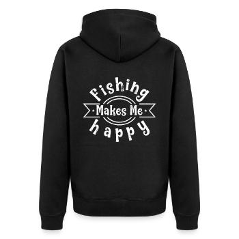 Angeln macht mich glücklich 8 - - Unisex Premium Bio Zip Hoodie - Schwarz - Hinten - Nico (187cm)