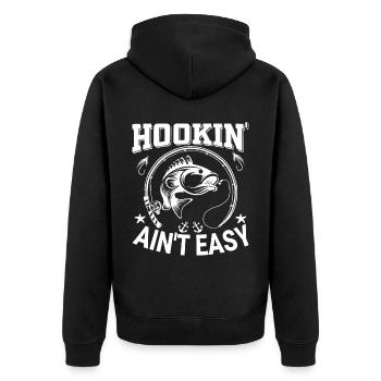 Hookin' Ain't Easy - - Unisex Premium Organic Zip Hoodie - black - Back - Nico (187cm)