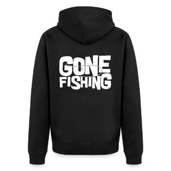 Fishing went - - Unisex Premium Organic Zip Hoodie - black - Back - Nico (187cm)