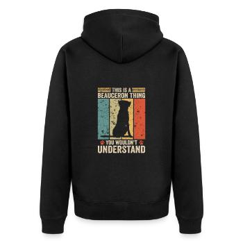 This is a Beauceron thing - Unisex Premium Bio Zip Hoodie - Schwarz - Hinten - Nico (187cm)