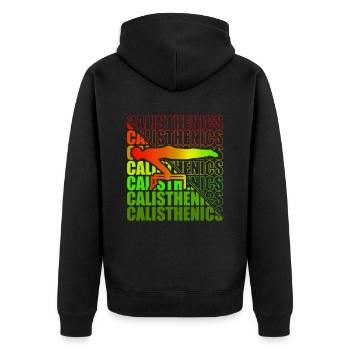 Calisthenics Street Workout Gymnastics Fitness - Unisex Premium Organic Zip Hoodie - black - Back - Nico (187cm)