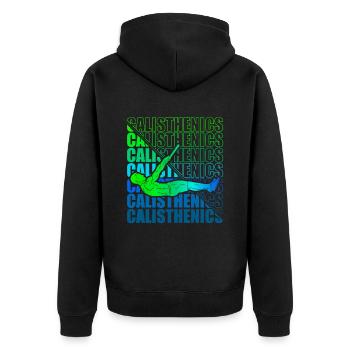 Calisthenics Street Workout Gymnastics Fitness - Unisex Premium Organic Zip Hoodie - black - Back - Nico (187cm)