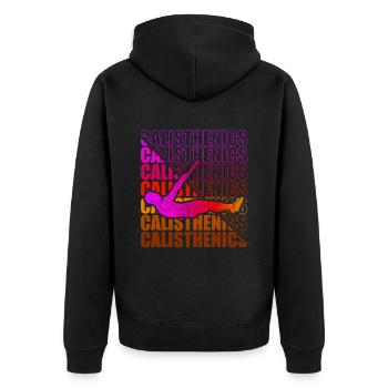 Calisthenics Street Workout Gymnastics Fitness - Unisex Premium Organic Zip Hoodie - black - Back - Nico (187cm)
