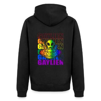 Gender Lesbian, Gay, Trans, Queer Rainbow - Unisex Premium Organic Zip Hoodie - black - Back - Nico (187cm)