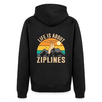Das Leben Besteht Aus Seilrutschen Sport Ziplining - Unisex Premium Bio Zip Hoodie - Schwarz - Hinten - Nico (187cm)