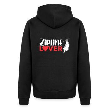 Zipline Liebhaber Sport Seilrutsche Ziplining - Unisex Premium Bio Zip Hoodie - Schwarz - Hinten - Nico (187cm)