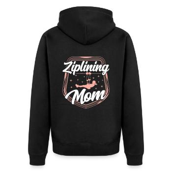 Ziplining Mama Sprüche Zipline Seilrutsche Sport - Unisex Premium Bio Zip Hoodie - Schwarz - Hinten - Nico (187cm)