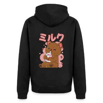 Kawaii Bear Lait de fraise - Veste à capuche bio Premium Unisexe - noir - Dos - Nico (187cm)