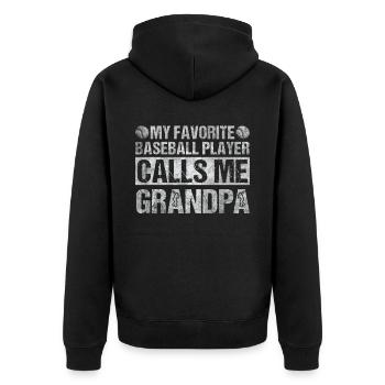 Mon joueur de baseball préféré m’appelle grand-père - Veste à capuche bio Premium Unisexe - noir - Dos - Nico (187cm)