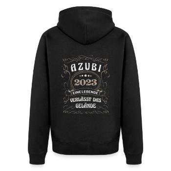 Ausbildung 2023 Abschluss Auszubildende Legende - Unisex Premium Bio Zip Hoodie - Schwarz - Hinten - Nico (187cm)