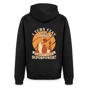Ceramic Oven Cermaicist Ceramic Clay Oven Pot - Unisex Premium Organic Zip Hoodie - black - Back - Nico (187cm)