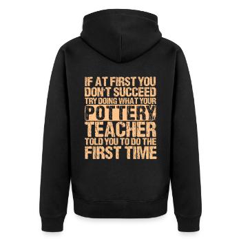 Ceramic Oven Cermaicist Ceramic Clay Oven Pot - Unisex Premium Organic Zip Hoodie - black - Back - Nico (187cm)