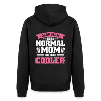 Taub Mama Gehörlos Gebärdensprache Deaf Pride - Unisex Premium Bio Zip Hoodie - Schwarz - Hinten - Nico (187cm)