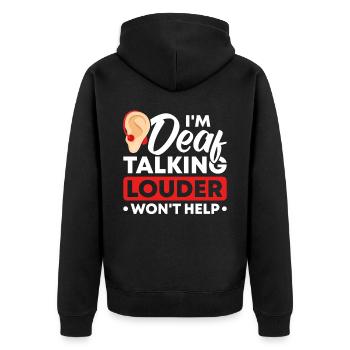 Deaf Deaf Sign Language Deaf Pride - Unisex Premium Organic Zip Hoodie - black - Back - Nico (187cm)
