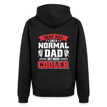 Père sourd Langue des signes Fierté sourde - Veste à capuche bio Premium Unisexe - noir - Dos - Nico (187cm)