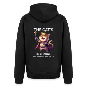 Katzenbesitzer Lustiges Sprichwort Katzenmutter - Unisex Premium Bio Zip Hoodie - Schwarz - Hinten - Nico (187cm)