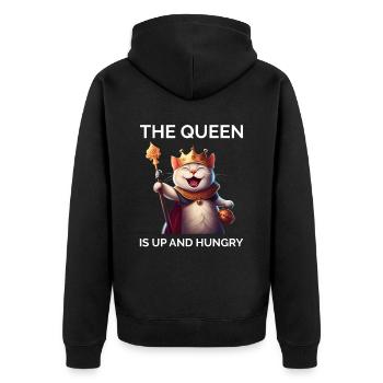 Lustige Katze sagt verrückte Katzendame - Unisex Premium Bio Zip Hoodie - Schwarz - Hinten - Nico (187cm)