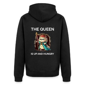 Stolze Katzenbesitzerin Katzenmama - Unisex Premium Bio Zip Hoodie - Schwarz - Hinten - Nico (187cm)