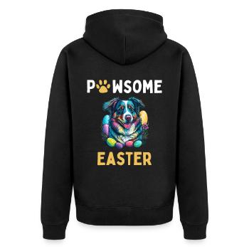 Australian Shepherd Easter Egg Hunter Gift Costume - Unisex Premium Organic Zip Hoodie - black - Back - Nico (187cm)