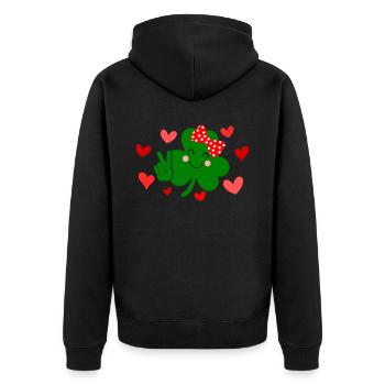 St Patricks Day Accessoires Ireland Shamrock Deko - Unisex Premium Bio Zip Hoodie - Schwarz - Hinten - Nico (187cm)
