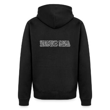Hunde Papa - Unisex Premium Bio Zip Hoodie - Schwarz - Hinten - Nico (187cm)