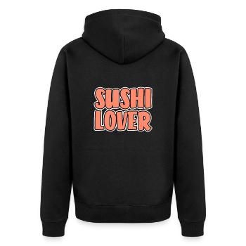 Sushi Liebhaber - Unisex Premium Bio Zip Hoodie - Schwarz - Hinten - Nico (187cm)