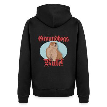 Murmeltiere Mankai Munggen Groundhog Geschenk - Unisex Premium Bio Zip Hoodie - Schwarz - Hinten - Nico (187cm)